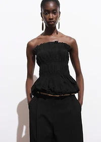 Straight-leg cotton pleated pants