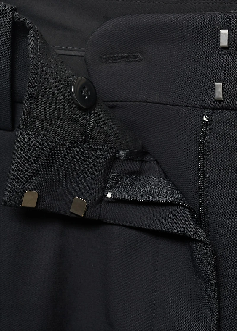 Straight-leg cotton pleated pants