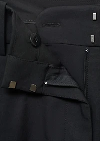 Straight-leg cotton pleated pants