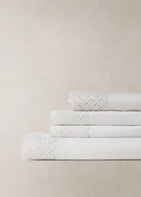 Cotton percale lace top sheet for 180/200 cm bed