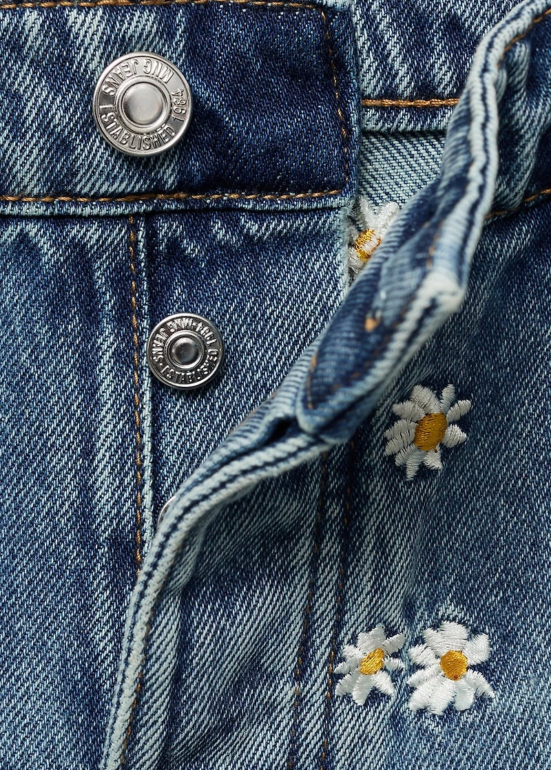 Wide-leg jeans with floral embroidery