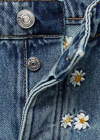 Wide-leg jeans with floral embroidery