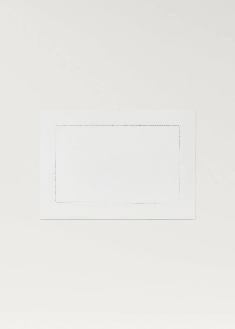 Linen tablecloth with embroidered backstitch