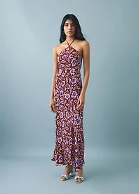 Floral-print halter dress