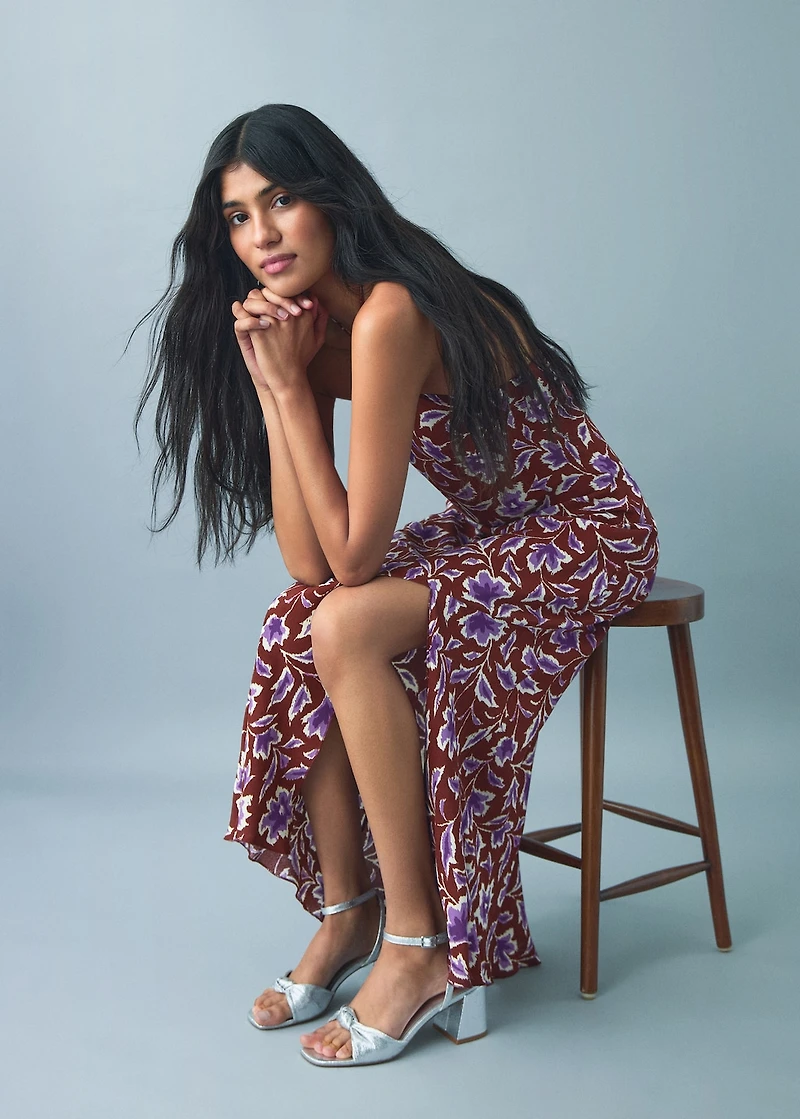 Floral-print halter dress