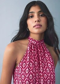 Halter-neck printed dress