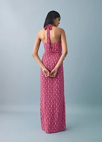 Halter-neck printed dress