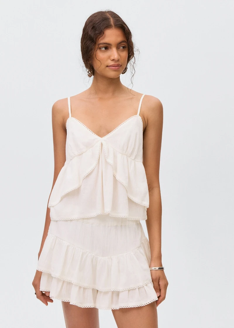 Ruffle top with lace detail