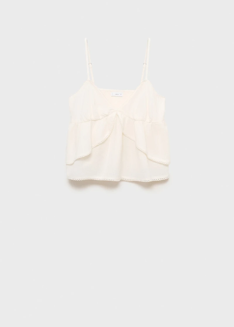 Ruffle top with lace detail