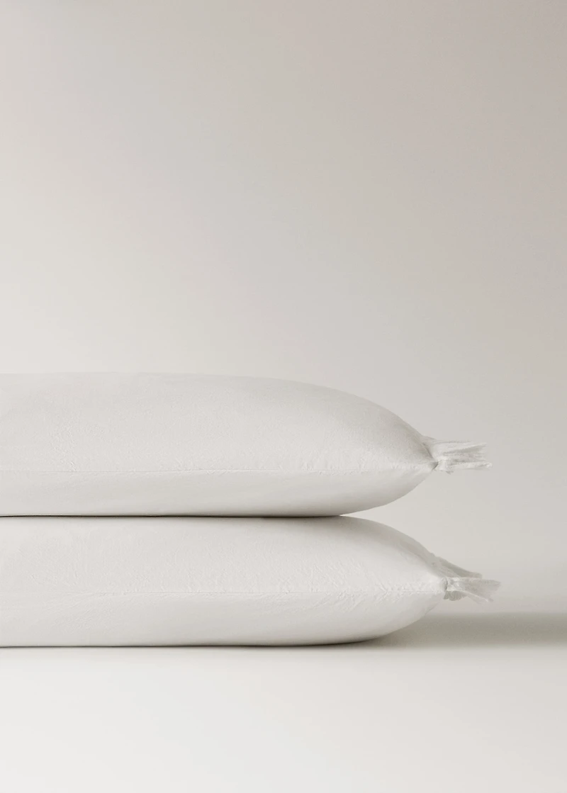 Two percale cotton pillowcases with gauze ruffle 50x75 cm