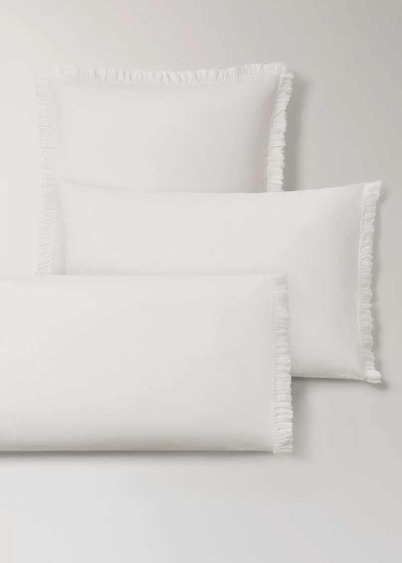 Two percale cotton pillowcases with gauze ruffle 50x75 cm