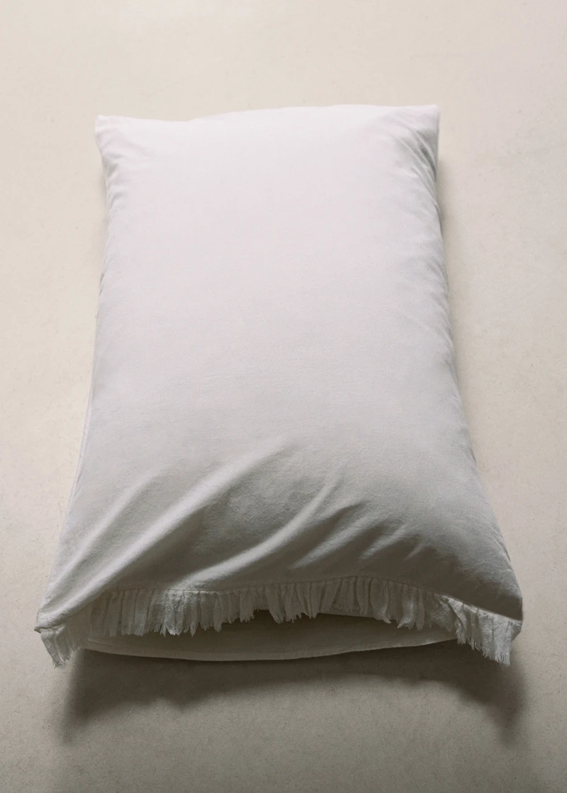 Two percale cotton pillowcases with gauze ruffle 50x75 cm