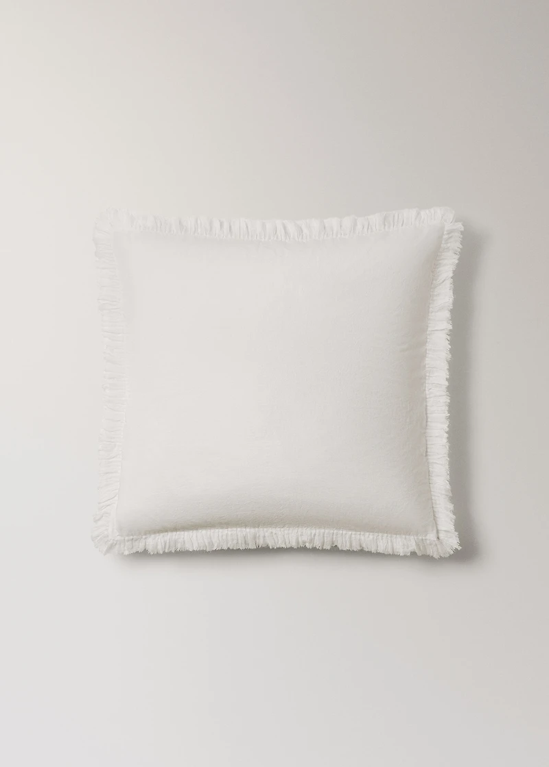 Two percale cotton pillowcases with gauze ruffle 60x60 cm