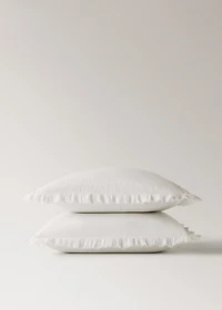 Two percale cotton pillowcases with gauze ruffle 60x60 cm