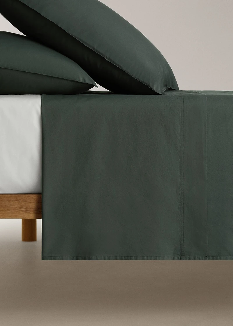 Cotton poplin double-stitched top sheet for 90 cm bed