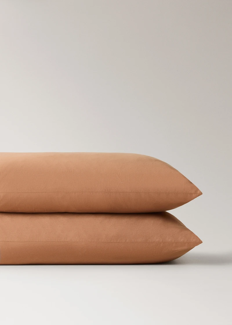 Two washed satin cotton pillowcases with double stitching 50x75 cm