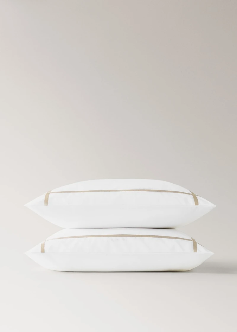 Two 200-thread count percale cotton pillowcases 60x60 cm