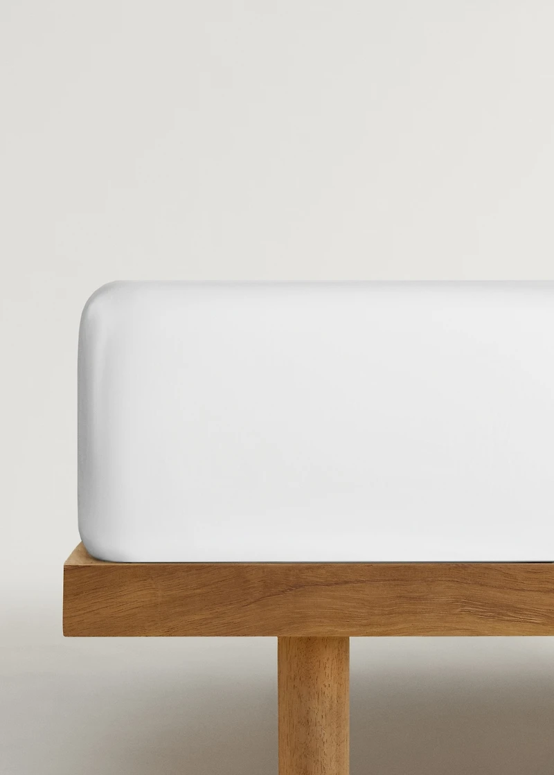 500-thread cotton percale fitted sheet for 135cm bed