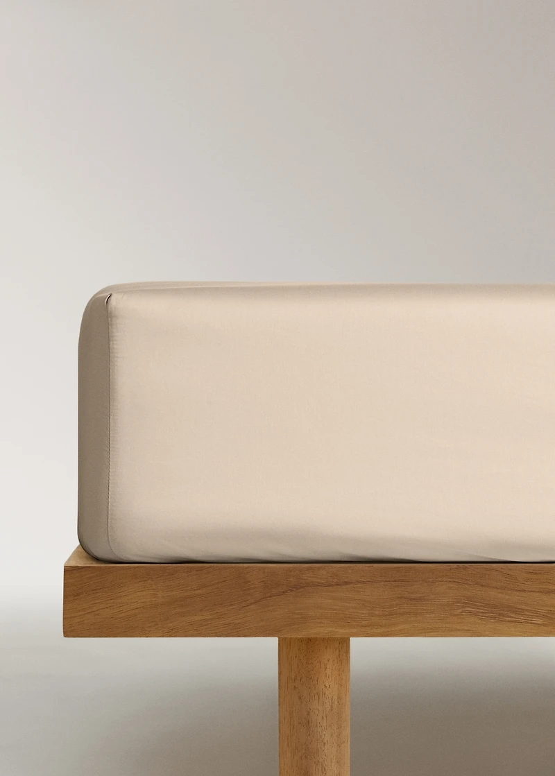 600-thread washed cotton fitted sheet for 53.15/55.12 bed