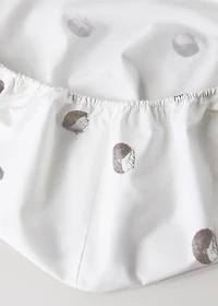 Children's percale cotton fitted sheet with hedgehog print for 90 cm bed