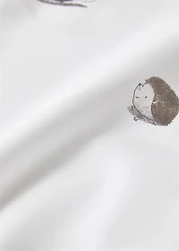 Children's percale cotton fitted sheet with hedgehog print for 90 cm bed