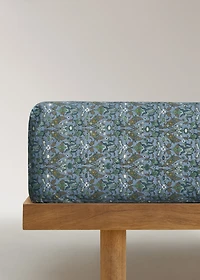 Children's percale cotton fitted sheet with small floral print for 90 cm bed