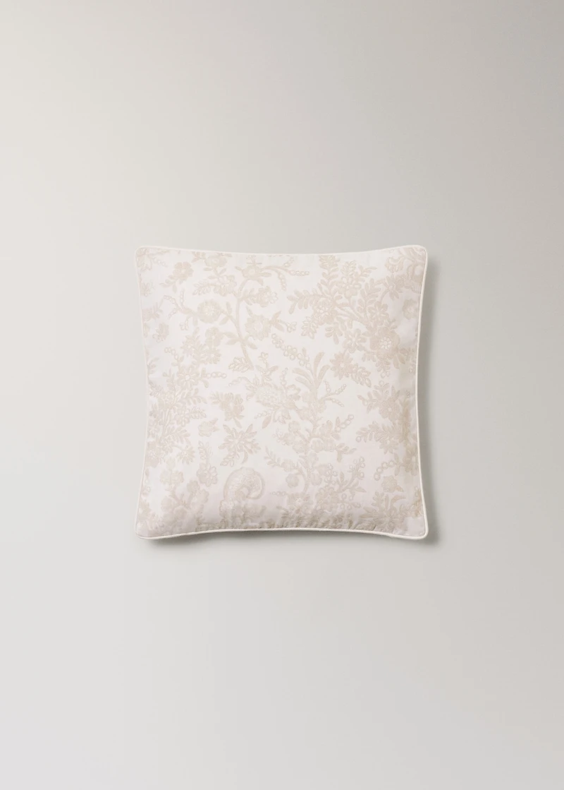 Floral-print cotton cushion cover 45x45cm