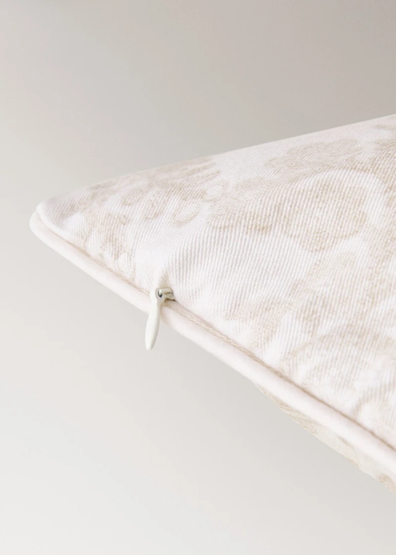 Floral-print cotton cushion cover 45x45cm