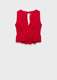 Ruched details linen-blend top