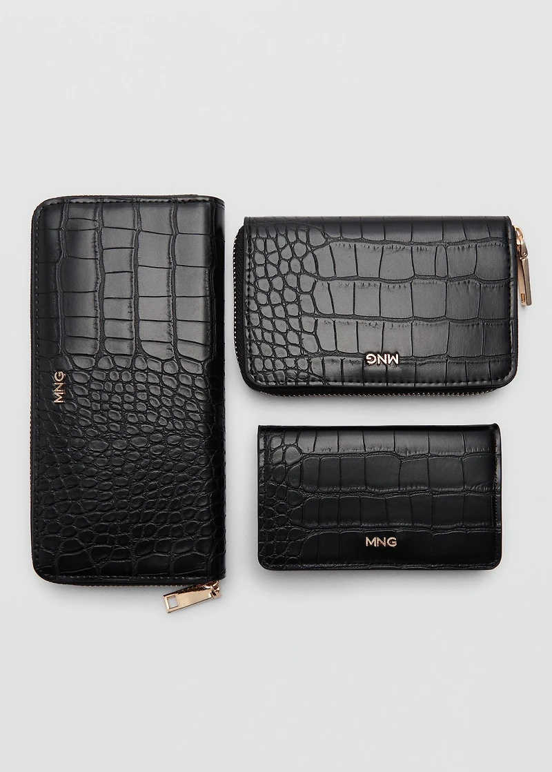 Small wallet with croc effect