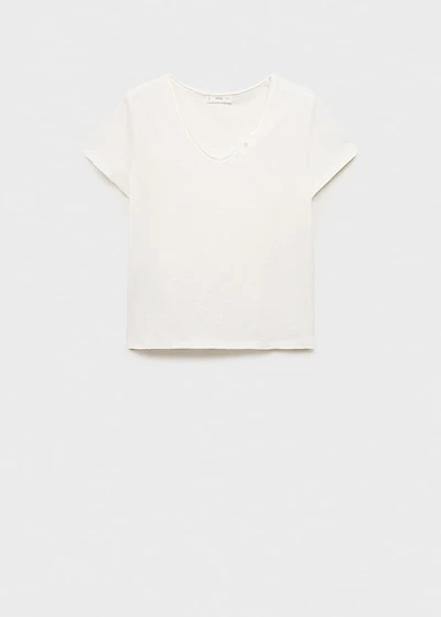 T-shirt with mother-of-pearl button detail