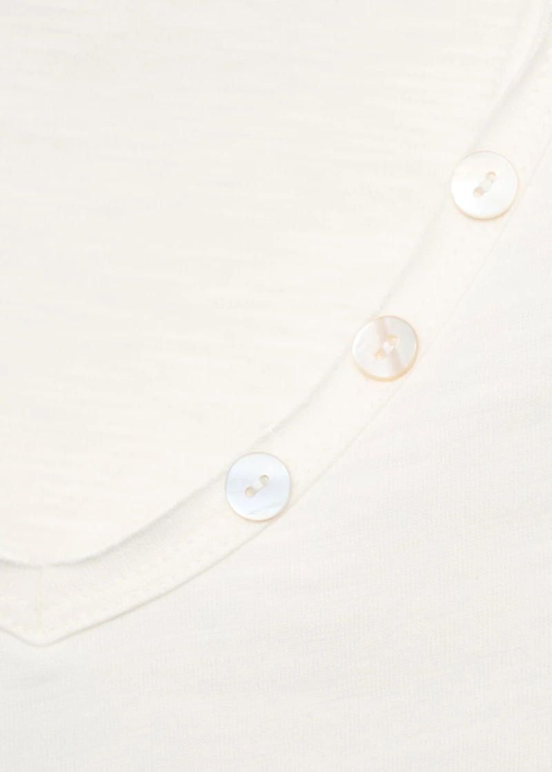 T-shirt with mother-of-pearl button detail