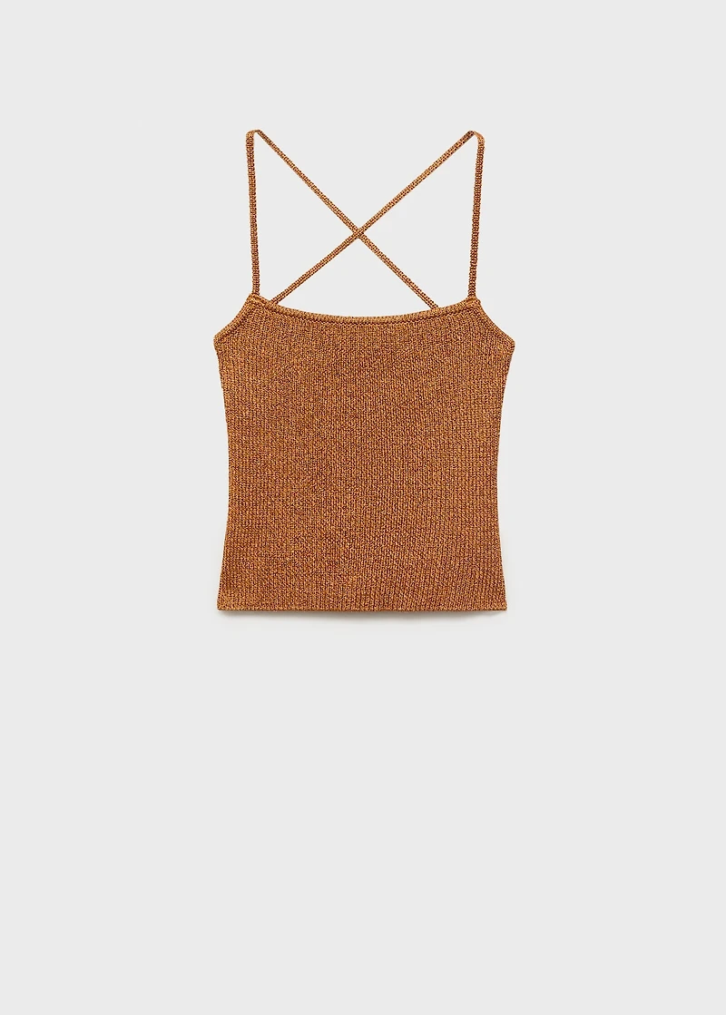 Lurex knitted top with crossed back