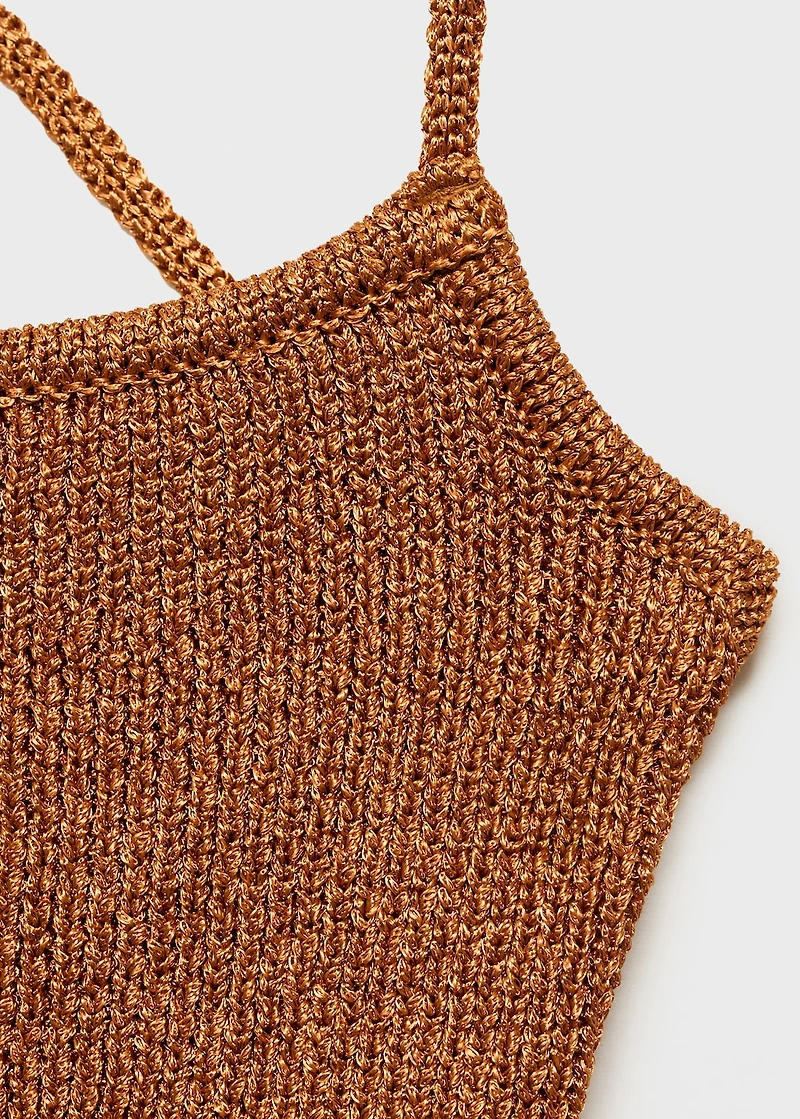 Lurex knitted top with crossed back