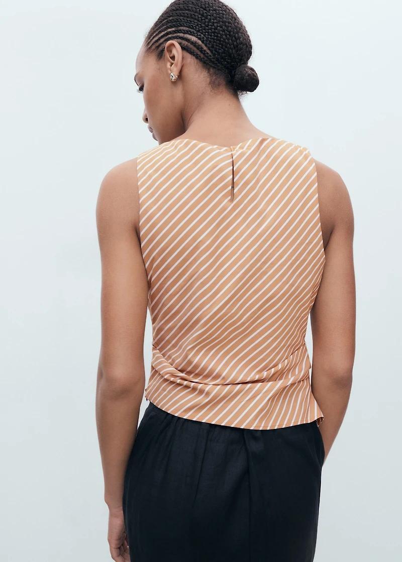 Asymmetrical striped cotton top