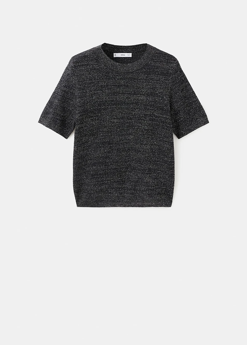 Short-sleeved lurex sweater