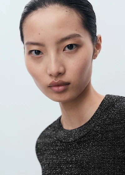 Short-sleeved lurex sweater