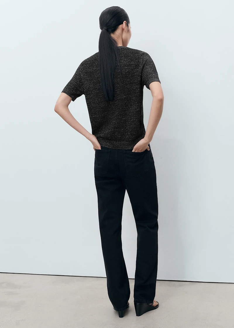 Short-sleeved lurex sweater