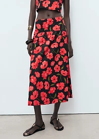 Floral-print flared skirt