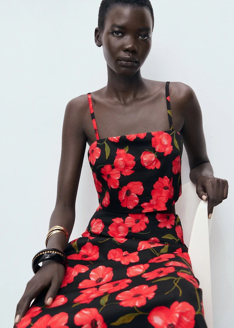 Floral-print flared skirt