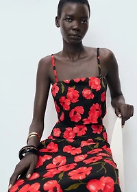 Floral-print flared skirt