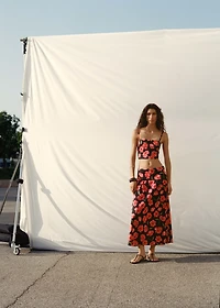 Floral-print flared skirt