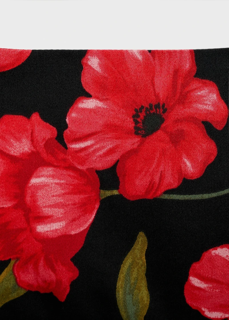 Floral-print flared skirt