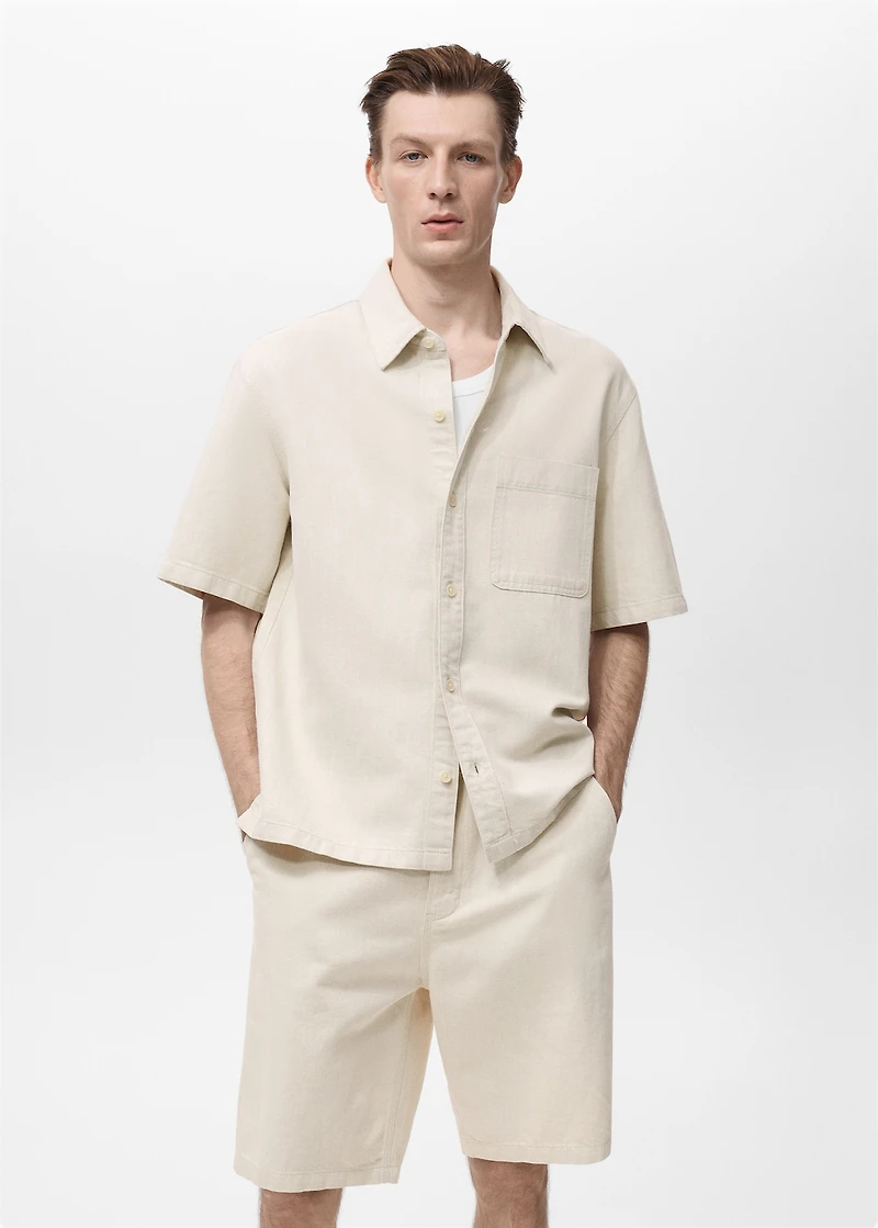 Linen-cotton blend shirt