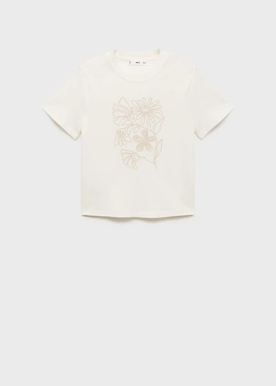 Floral-embroidered cotton t-shirt