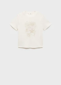 Floral-embroidered cotton t-shirt