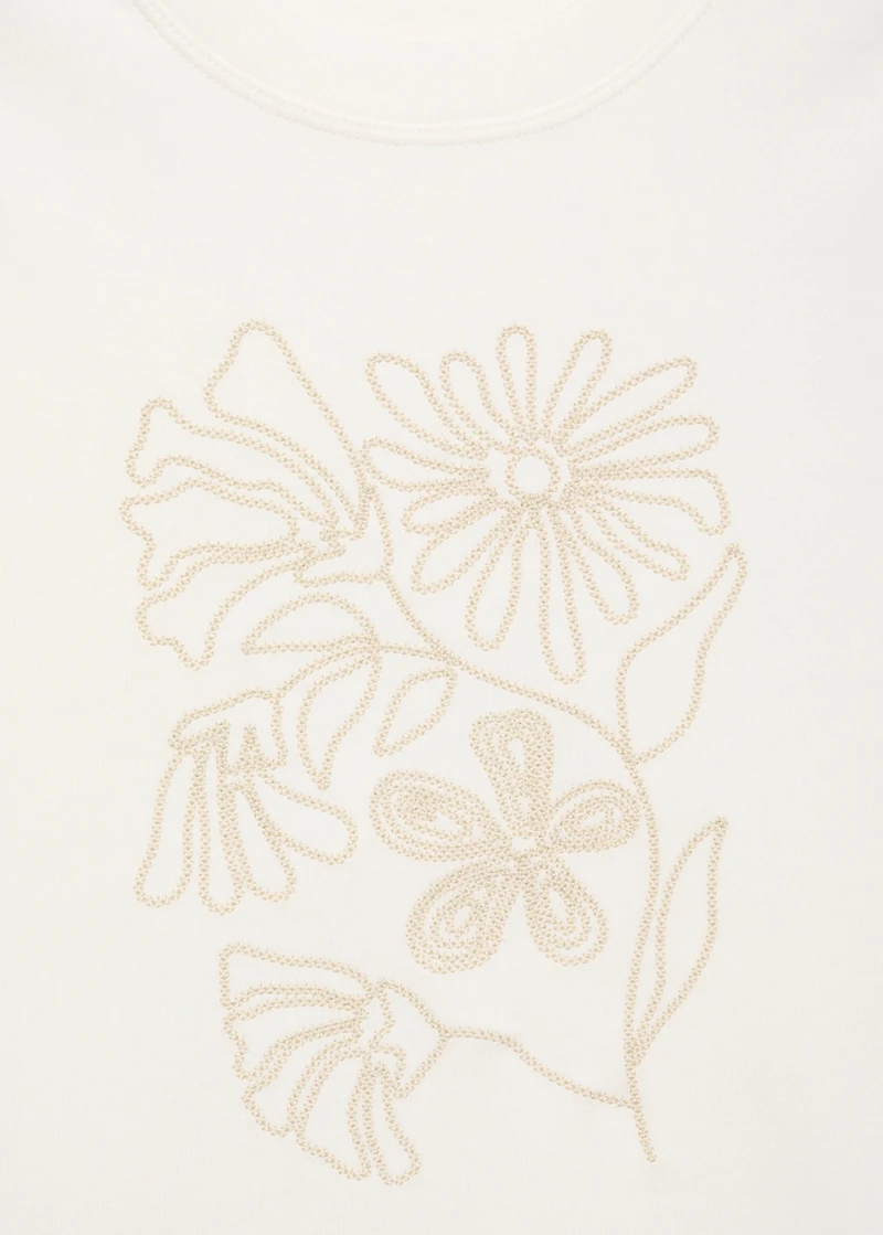 Floral-embroidered cotton t-shirt
