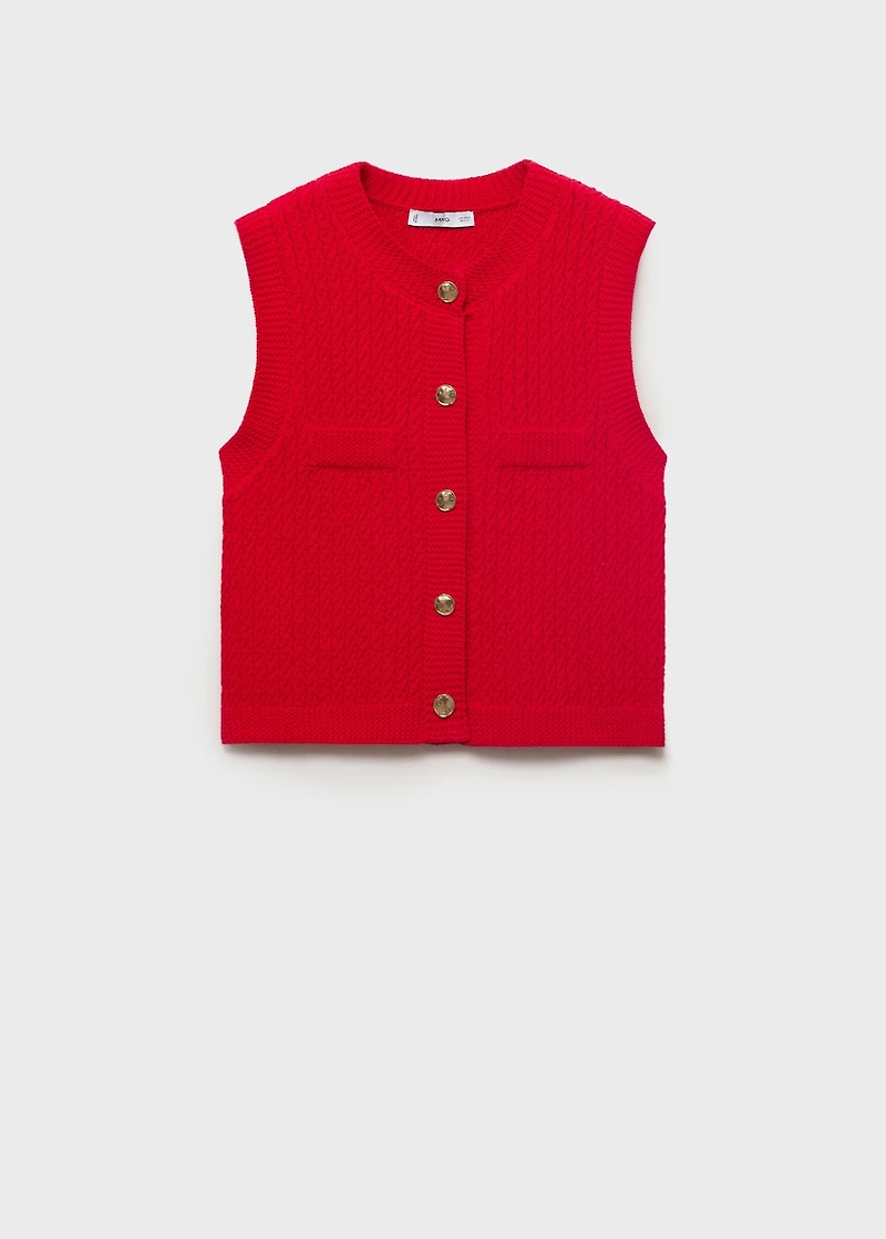 Chunky-knit vest with buttons