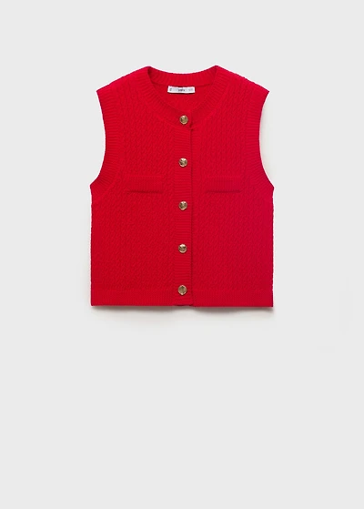 Chunky-knit vest with buttons
