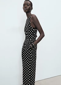 Polka-dot belt jumpsuit